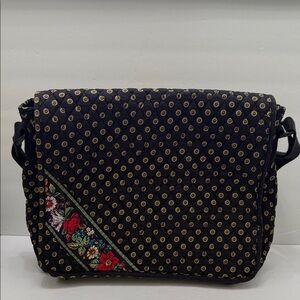 Vera Bradley Black Floral Quilted Crossbody Bag